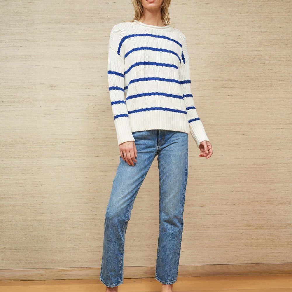 La Ligne Marina Sweater in Cobalt and cream